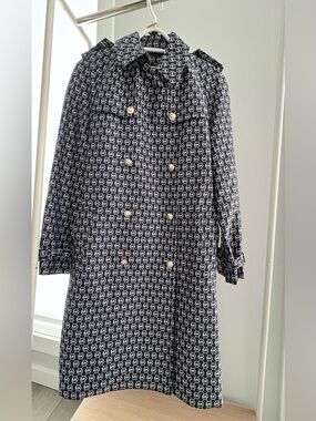 Michael Kors Logo Raincoat | Belted | Waterproof | Size M | Navy  & White